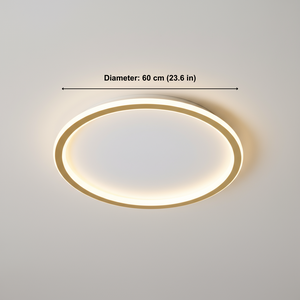 Ceiling light fixture with measurement text on a plain background