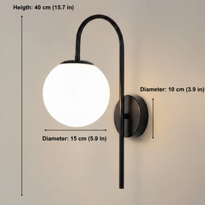 Wall-mounted light fixture with dimensions indicated on a plain background