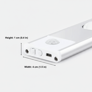 White electronic device with measurements on a white background