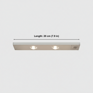 Light fixture with measurement label on a white background