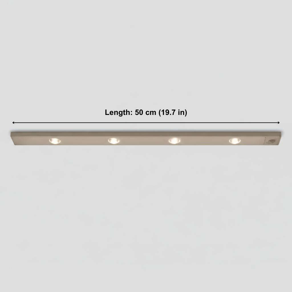 Light fixture with measurement label on a white background