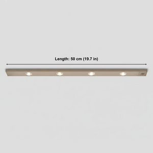Light fixture with measurement label on a white background