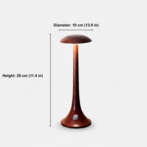 Wooden lamp with measurements on a white background