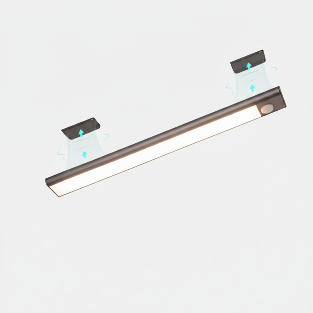 Long rectangular light fixture on a white background