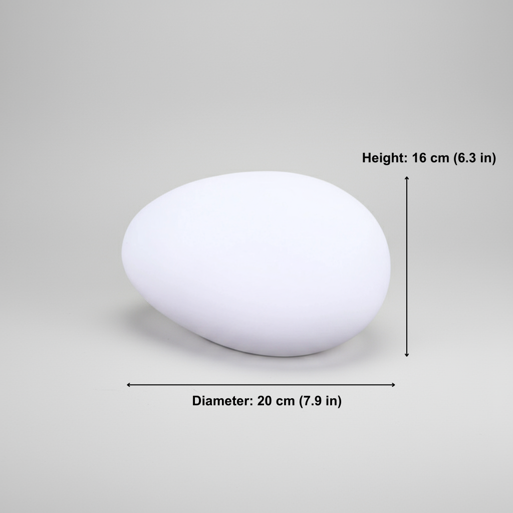 White stone with measurements on a gray background