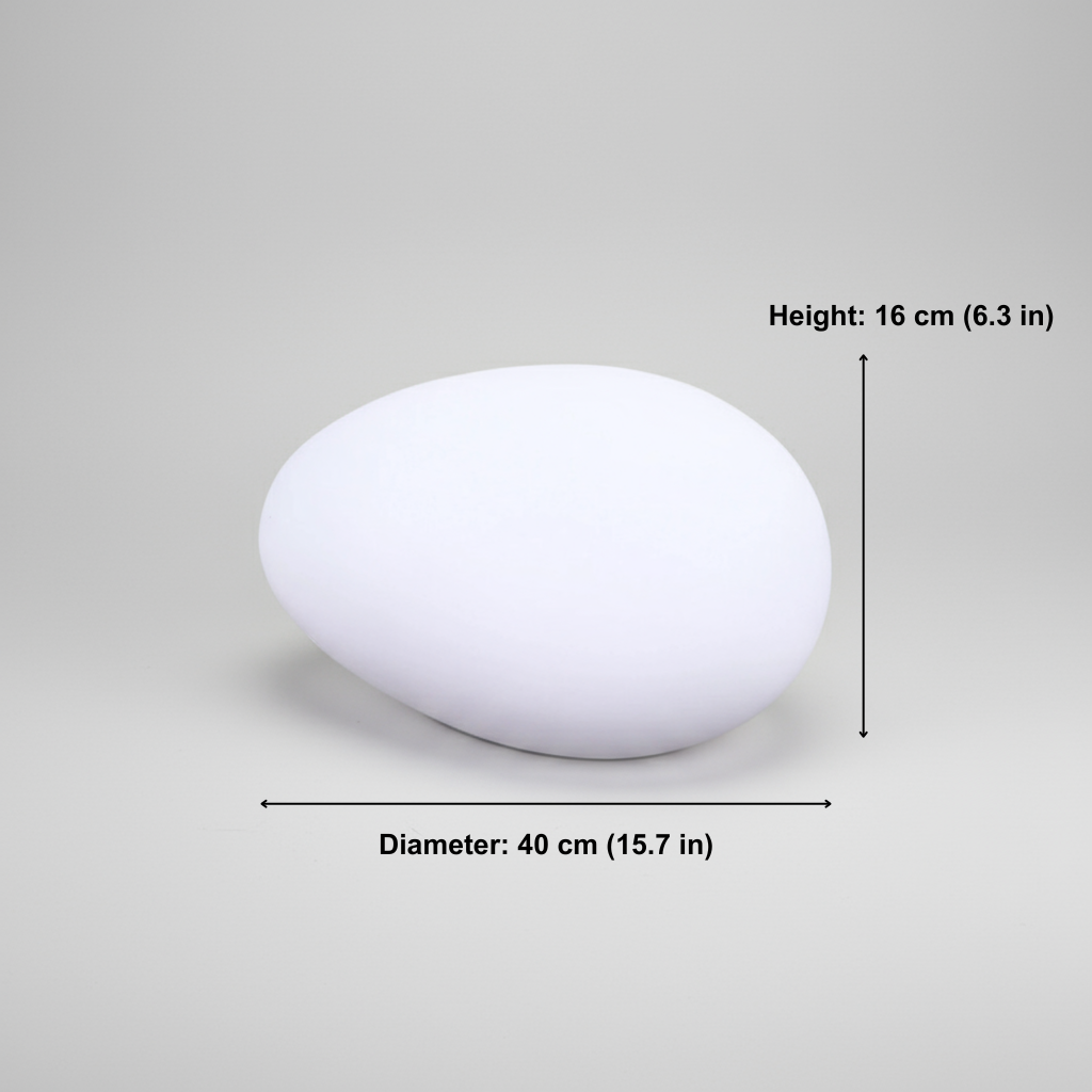 White stone with measurements on a gray background