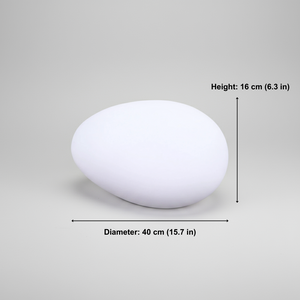 White stone with measurements on a gray background