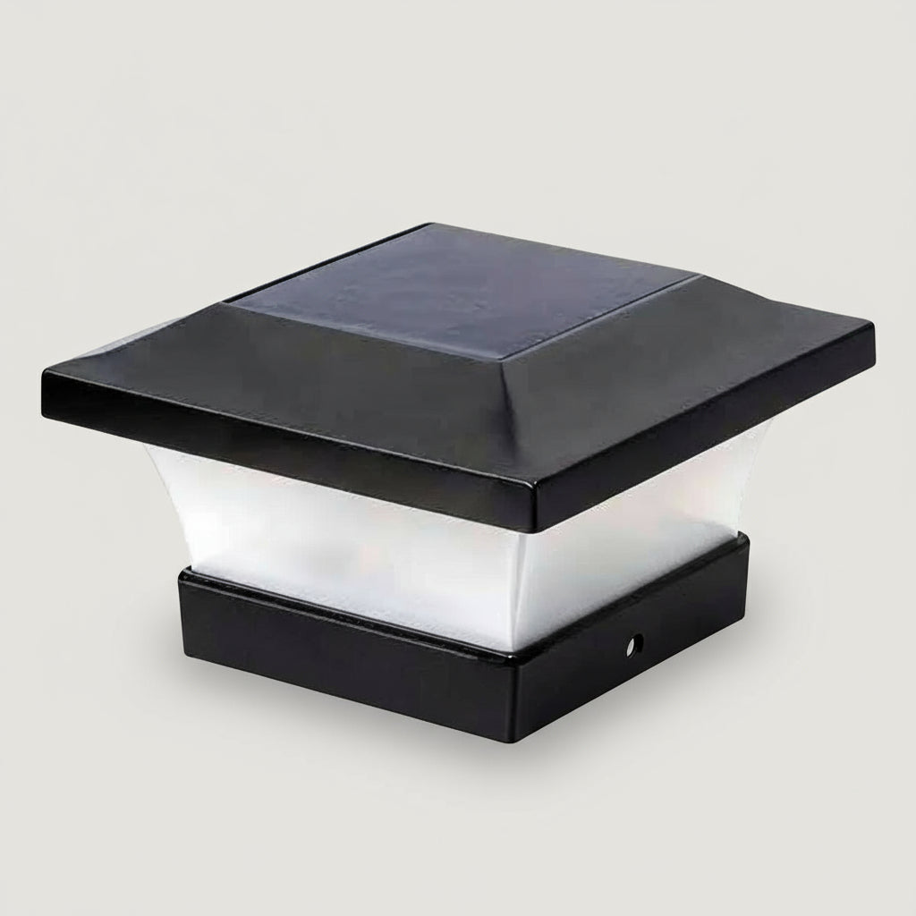 Black square outdoor light on a gray background