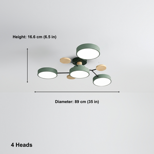 Ceiling light fixture with dimensions on a gray background