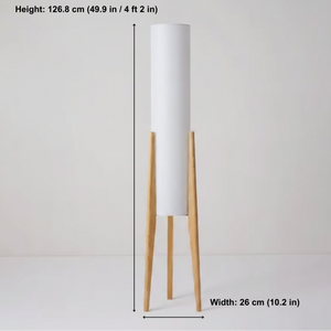 Floor lamp with dimensions indicated on a white background
